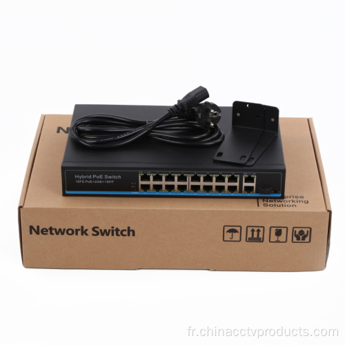 16 Sports 10/100 MBPS POE Switch avec 1000 Mbps Port SFP